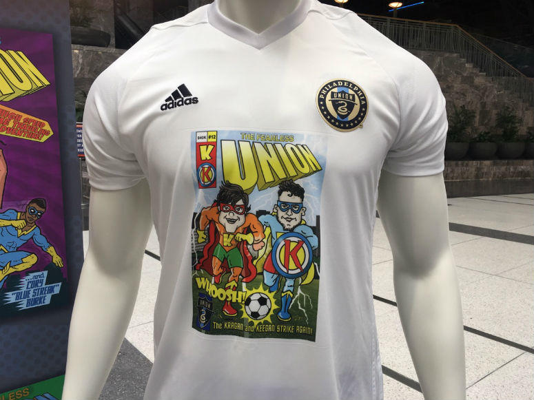 Aaron teamed up with Union defender Keegan Rosenberry to become "The Kragan," which was later displayed on a T-shirt that will be worn at the Union's next game. Aaron teamed up with Union defender Keegan Rosenberry to become "The Kragan," which was later displayed on a T-shirt that will be worn at the Union's next game.