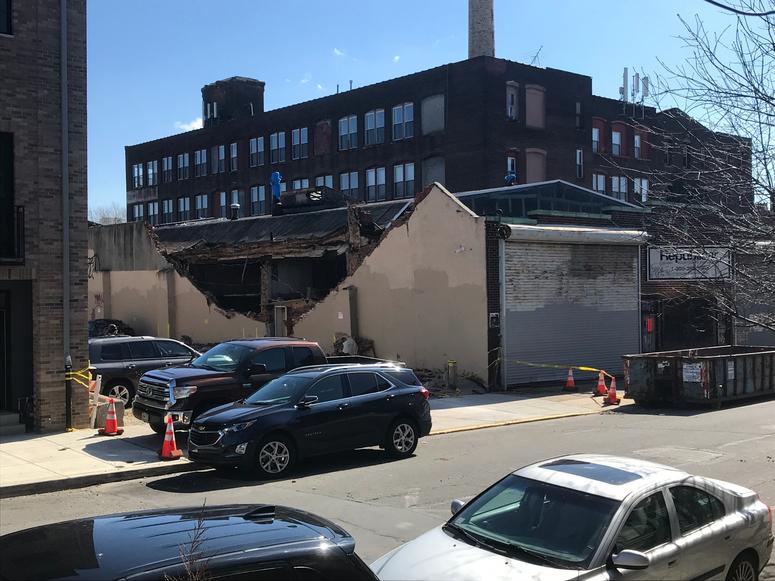 Officials say the wind is to blame for a partial building collapse at Fifth and Master streets in Kensington. Officials say the wind is to blame for a partial building collapse at Fifth and Master streets in Kensington.