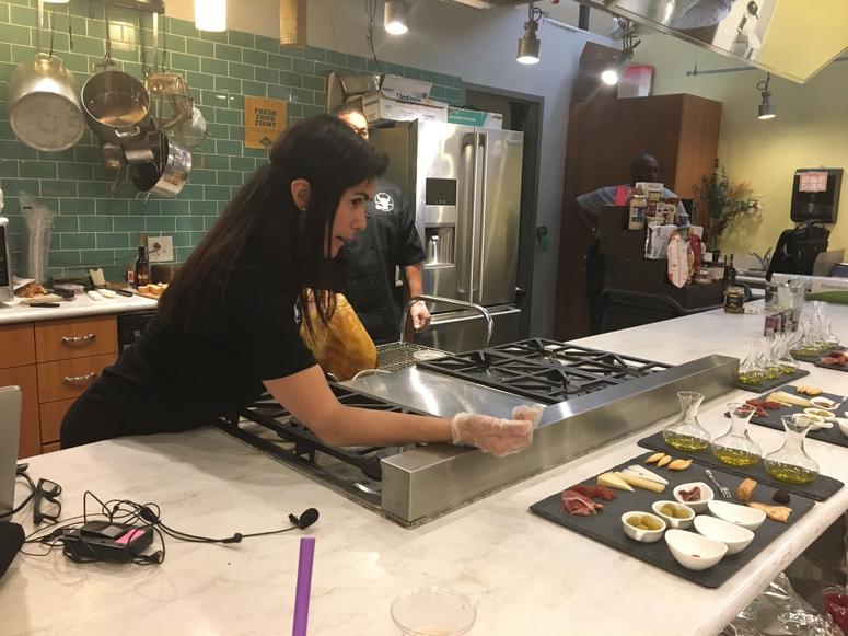 Vanessa Peredo, owner of TortiYeah, presents her products to a panel on June 12, 2019, to compete for a spot to set up shop in Reading Terminal Market. Fresh Food Fight