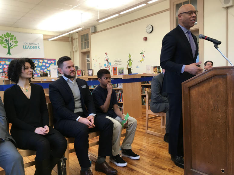 Superintendent William Hite is shown at the new library at Bache-Martin Elementary in Philadelphia. Superintendent William Hite is shown at the new library at Bache-Martin Elementary in Philadelphia.