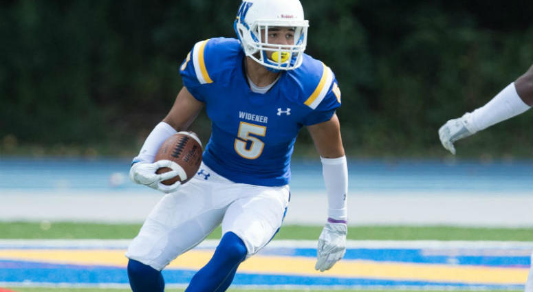 Jordan Powell scored eight touchdowns during his Widener career. Jordan Powell scored eight touchdowns during his Widener career.