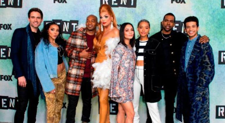 FOX was forced to show a previously recorded dress rehearsal of "Rent" after one of its lead actors broke his foot ahead of the live broadcast. Cast of "Rent" on FOX TV