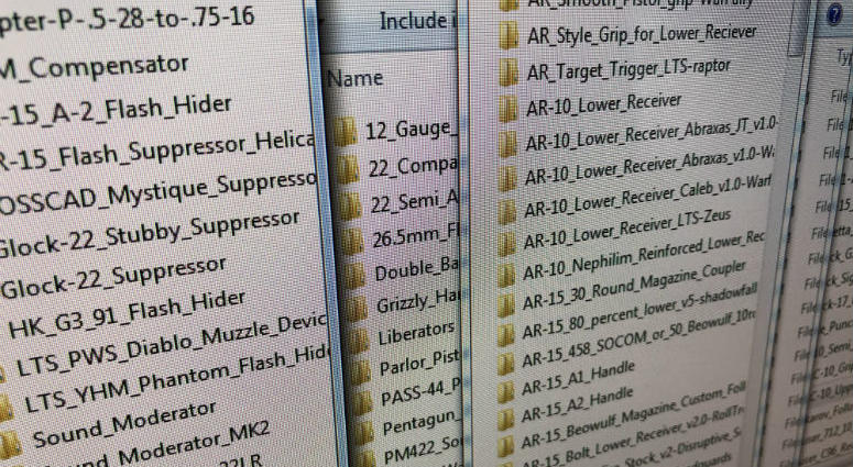 It takes less than a minute after a simple search on the open internet to download gigabytes worth of files marked "AR-15," "M16" and many more, all ready to send to a 3D printer or CNC machine. It takes less than a minute after a simple search on the open internet to download gigabytes worth of files marked "AR-15," "M16" and many more, all ready to send to a 3D printer or CNC machine.