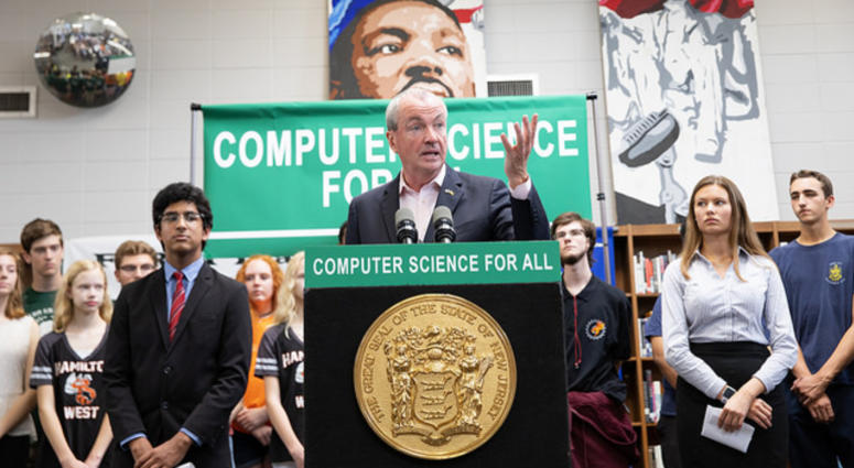 Gov. Phil Murphy announces computer science education initiatives at Steinert High School in Hamilton Township on Oct. 3, 2018. Gov. Phil Murphy announces computer science education initiatives at Steinert High School in Hamilton Township on Oct. 3, 2018.