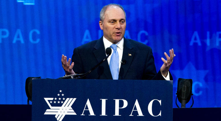 In this file photo, House Republican Whip Steve Scalise speaks at the 2018 American Israel Public Affairs Committee (AIPAC) policy conference in Washington. Steve Scalise