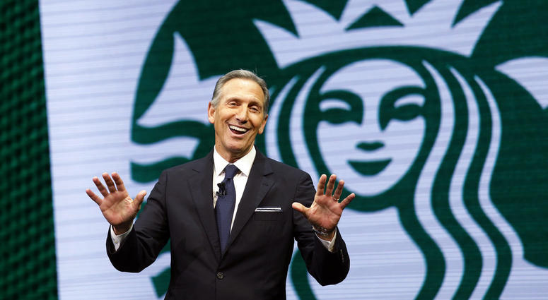 Starbucks CEO Howard Schultz speaks at the Starbucks annual shareholders meeting in Seattle in 2017. Starbucks CEO Howard Schultz speaks at the Starbucks annual shareholders meeting in Seattle in 2017.