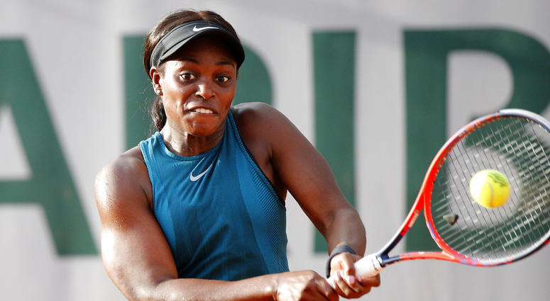 Sloane Stephens of the U.S. returns a shot against Poland's Magdalena Frech during their second round match of the French Open tennis tournament at the Roland Garros stadium in Paris. Sloane Stephens of the U.S. returns a shot against Poland's Magdalena Frech during their second round match of the French Open tennis tournament at the Roland Garros stadium in Paris.