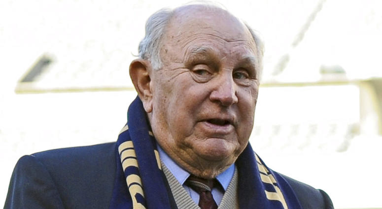 In this April 10, 2010, file photo, Walter Bahr, the last living member of the U.S. soccer team that upset England at the 1950 World Cup, speaks before an MLS soccer game between D.C. United and the Philadelphia Union, in Philadelphia. In this April 10, 2010, file photo, Walter Bahr, the last living member of the U.S. soccer team that upset England at the 1950 World Cup, speaks before an MLS soccer game between D.C. United and the Philadelphia Union, in Philadelphia.