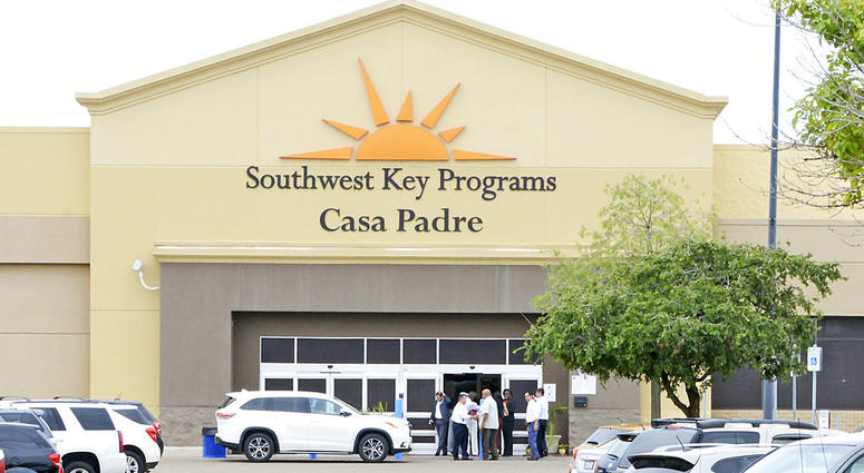 In this June 18, 2018 file photo, dignitaries take a tour of Southwest Key Programs Casa Padre, a U.S. immigration facility in Brownsville, Texas, where children who have been separated from their families are detained. In this June 18, 2018 file photo, dignitaries take a tour of Southwest Key Programs Casa Padre, a U.S. immigration facility in Brownsville, Texas, where children who have been separated from their families are detained.