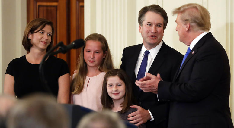 President Donald Trump greets Judge Brett Kavanaugh his Supreme Court nominee, in the East Room of the White House, Monday, July 9, 2018, in Washington. President Donald Trump greets Judge Brett Kavanaugh his Supreme Court nominee, in the East Room of the White House, Monday, July 9, 2018, in Washington.