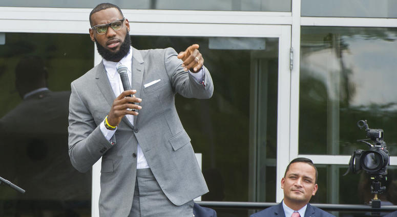 LeBron James speaks at the opening ceremony for the I Promise School in Akron, Ohio, Monday, July 30, 2018. LeBron James speaks at the opening ceremony for the I Promise School in Akron, Ohio, Monday, July 30, 2018.