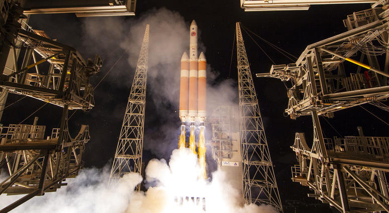 A Delta IV rocket, carrying the Parker Solar Probe, lifts off from launch complex 37 at the Kennedy Space Center, Sunday, Aug. 12, 2018, in Cape Canaveral, Fla. A Delta IV rocket, carrying the Parker Solar Probe, lifts off from launch complex 37 at the Kennedy Space Center, Sunday, Aug. 12, 2018, in Cape Canaveral, Fla.