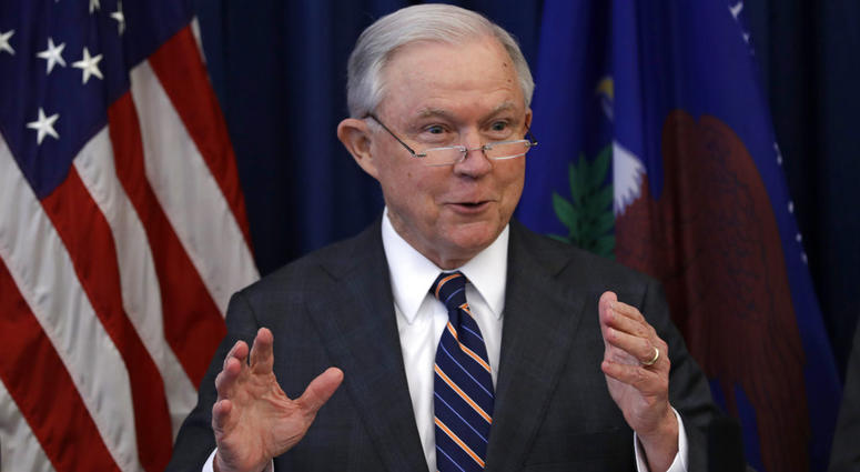 In this Aug. 22, 2018, file photo, Attorney General Jeff Sessions speaks during a news conference regarding the country's opioid epidemic in Cleveland. In this Aug. 22, 2018, file photo, Attorney General Jeff Sessions speaks during a news conference regarding the country's opioid epidemic in Cleveland.