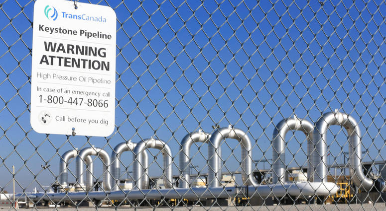 This Nov. 3, 2015, file photo shows the Keystone Steele City pumping station, into which the planned Keystone XL pipeline is to connect to, in Steele City, Neb. This Nov. 3, 2015, file photo shows the Keystone Steele City pumping station, into which the planned Keystone XL pipeline is to connect to, in Steele City, Neb.