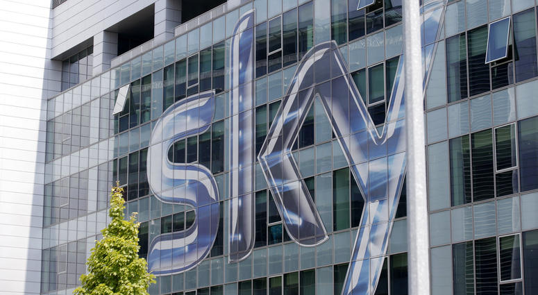 This Friday, July 25, 2014, file photo shows a view of the headquarters of the Italian Sky television broadcaster in Milan, Italy. Headquarters of the Italian Sky television broadcaster