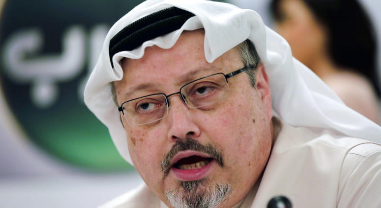 In this Dec. 15, 2014, file photo, Saudi journalist Jamal Khashoggi speaks during a press conference in Manama, Bahrain. Jamal Khashoggi