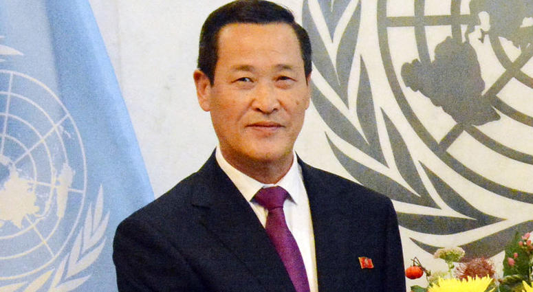This Sept. 20, 2018, photo shows North Korea's Ambassador to the United Nations Kim Song at the U.N. headquarters. North Korea is accusing the Trump administration and its supporters of trying to "stoke confrontation" instead of promoting peace efforts by This Sept. 20, 2018, photo shows North Korea's Ambassador to the United Nations Kim Song at the U.N. headquarters. North Korea is accusing the Trump administration and its supporters of trying to "stoke confrontation" instead of promoting peace efforts by