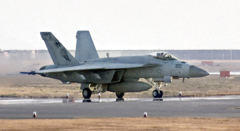 This March, 2018, photo shows a F/A-18 jet at United States Marine Corps air station in Iwakuni, western Japan. This March, 2018, photo shows a F/A-18 jet at United States Marine Corps air station in Iwakuni, western Japan.