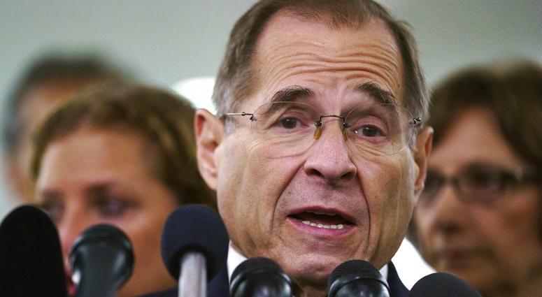 In this Sept. 28, 2018, file photo, House Judiciary Committee ranking member Jerry Nadler, D-N.Y., talks to media during a Senate Judiciary Committee hearing on Capitol Hill in Washington. In this Sept. 28, 2018, file photo, House Judiciary Committee ranking member Jerry Nadler, D-N.Y., talks to media during a Senate Judiciary Committee hearing on Capitol Hill in Washington.