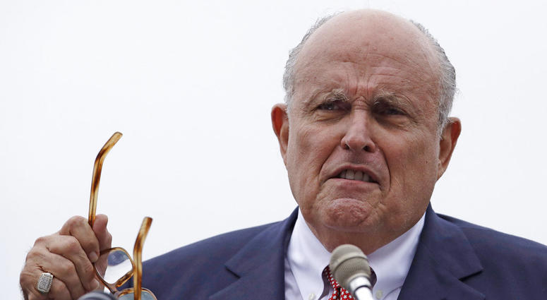 In this Aug. 1, 2018, file photo, Rudy Giuliani, an attorney for President Donald Trump, speaks in Portsmouth, N.H. Rudy Giuliani