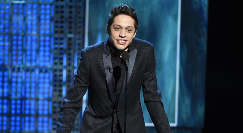 FILE - In this March 14, 2015, file photo, Pete Davidson speaks at a Comedy Central Roast at Sony Pictures Studios in Culver City, Calif.
