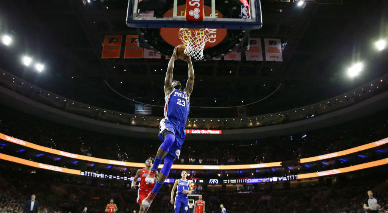 Philadelphia 76ers' Jimmy Butler goes up for a dunk during the first half of an NBA basketball game against the Washington Wizards, Tuesday, Jan. 8, 2019, in Philadelphia. Philadelphia 76ers' Jimmy Butler goes up for a dunk during the first half of an NBA basketball game against the Washington Wizards, Tuesday, Jan. 8, 2019, in Philadelphia.