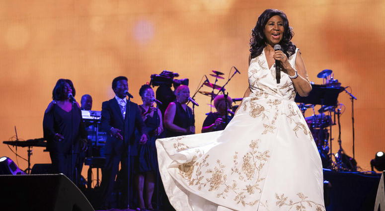In this April 19, 2017, file photo, Aretha Franklin performs at the world premiere of "Clive Davis: The Soundtrack of Our Lives" at Radio City Music Hall, during the 2017 Tribeca Film Festival, in New York. Aretha Franklin