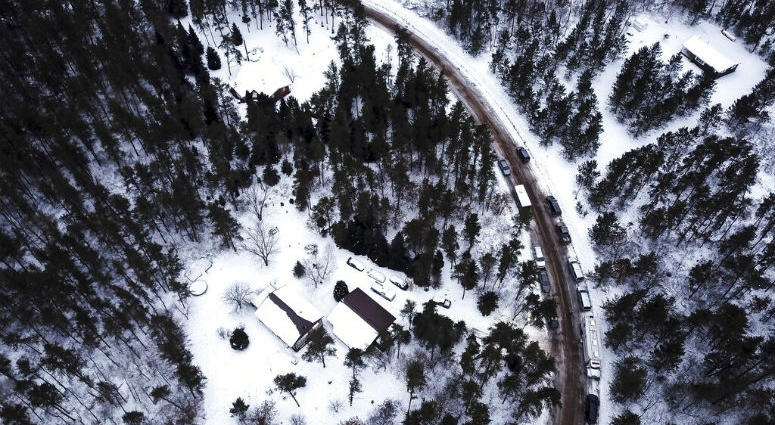 This aerial photo shows the cabin where 13-year-old Jayme Closs was held by Jake Thomas Patterson, is surrounded by law enforcement vehicles, Saturday, Jan. 12, 2019 in the town Gordon, Wis. This aerial photo shows the cabin where 13-year-old Jayme Closs was held by Jake Thomas Patterson, is surrounded by law enforcement vehicles, Saturday, Jan. 12, 2019 in the town Gordon, Wis.