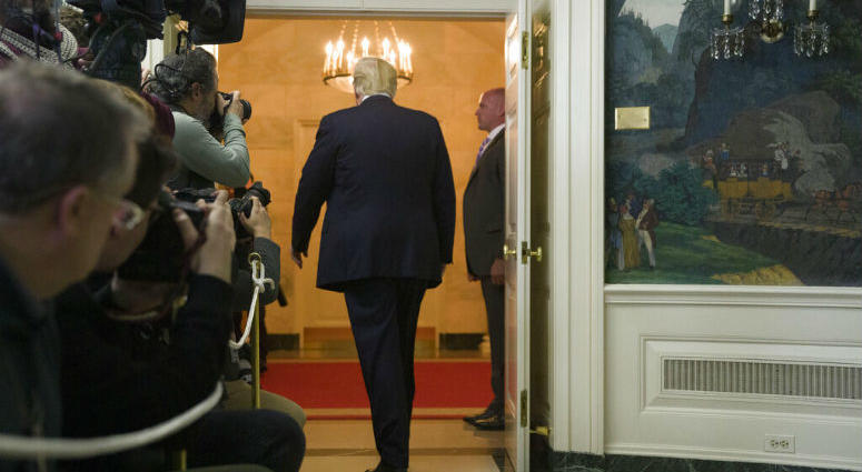 President Donald Trump departs after speaking about the partial government shutdown, immigration and border security in the Diplomatic Reception Room of the White House, in Washington, Saturday, Jan. 19, 2019. President Donald Trump departs after speaking about the partial government shutdown, immigration and border security in the Diplomatic Reception Room of the White House, in Washington, Saturday, Jan. 19, 2019.