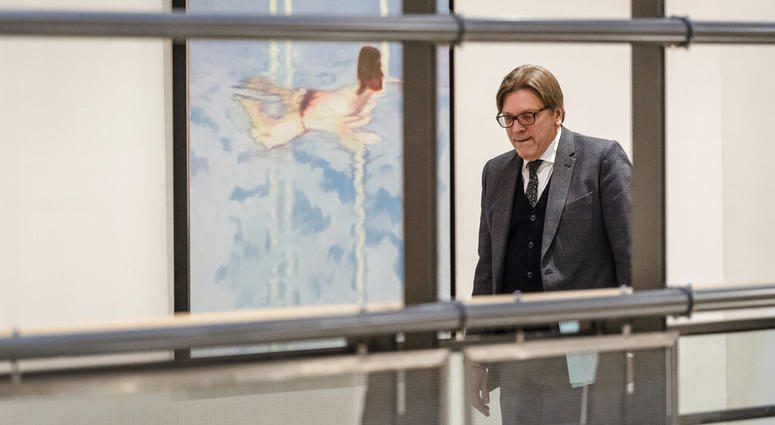 European Parliament Brexit coordinator Guy Verhofstadt arrives for a Brexit Steering Group meeting at the European Parliament in Brussels on Wednesday Jan. 30, 2019. European Parliament Brexit coordinator Guy Verhofstadt arrives for a Brexit Steering Group meeting at the European Parliament in Brussels on Wednesday Jan. 30, 2019.