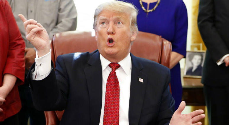 President Donald Trump speaks during a meeting with American manufacturers in the Oval Office of the White House, Thursday, Jan. 31, 2019, in Washington. President Donald Trump speaks during a meeting with American manufacturers in the Oval Office of the White House, Thursday, Jan. 31, 2019, in Washington.