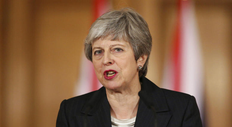 Britain's Prime Minister Theresa May delivers a statement in London on March 20, 2019 Britain's Prime Minister Theresa May delivers a statement in London on March 20, 2019