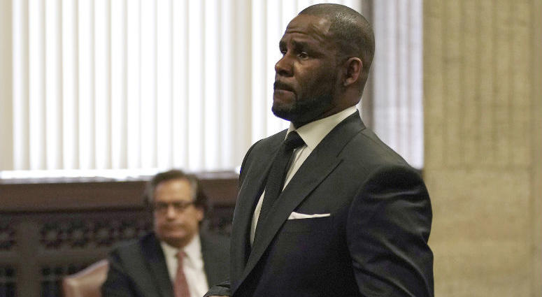 FILE - In this Friday, March 22, 2019 file photo, R. Kelly appears for a hearing at the Leighton Criminal Court Building in Chicago, Illinois. Dubai’s government on Sunday forcefully denied a claim by R&B singer R. Kelly that the artist had planned concerts in the sheikhdom after he had sought permission from an Illinois judge to travel here despite facing sexual-abuse charges.