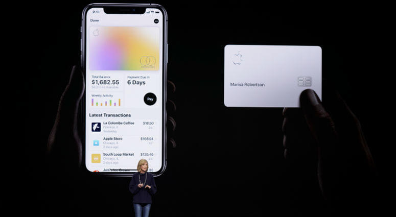 FILE- In this Monday, March 25, 2019, file photo, Jennifer Bailey, vice president of Apple Pay, speaks about the Apple Card at the Steve Jobs Theater during an event to announce new products in Cupertino, Calif. Apple is hoping a credit card will entice more iPhone owners to use Apple Pay.