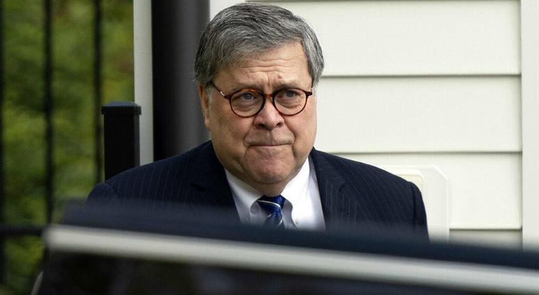 Attorney General William Barr leaves his home in McLean, Va., on Wednesday morning, April 17, 2019. Special counsel Robert Mueller's redacted report on Russian interference in the 2016 election is expected to be released publicly on Thursday and has said he is redacting four types of information from the report.