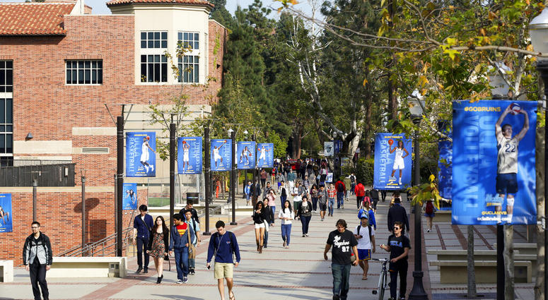 FILE - This Feb. 26, 2015 file photo shows students on the University of California, Los Angeles campus. A quarantine order was issued Thursday, April 25, 2019, for hundreds of students and staff at two Los Angeles universities who may have been exposed to measles and either have not been vaccinated or can't verify that they have immunity.