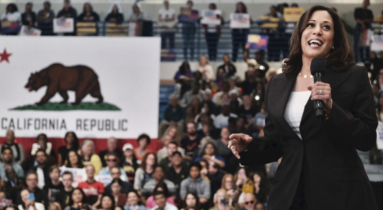 Democratic presidential candidate Sen. Kamala Harris, D-Calif., talks during her campaign organizing event at Los Angeles Southwest College in Los Angeles, on Sunday, May 19, 2019. Sen. Kamala Harris
