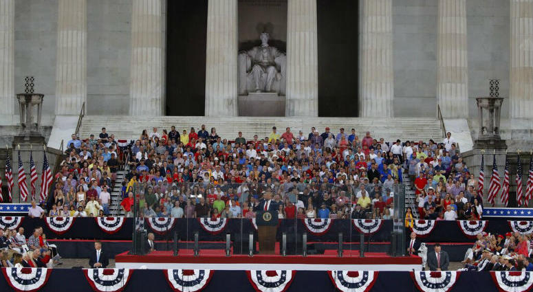 President Donald Trump speaks during an Independence Day celebration in front of the Lincoln Memorial, Thursday, July 4, 2019, in Washington. President Donald Trump speaks during an Independence Day celebration in front of the Lincoln Memorial, Thursday, July 4, 2019, in Washington.