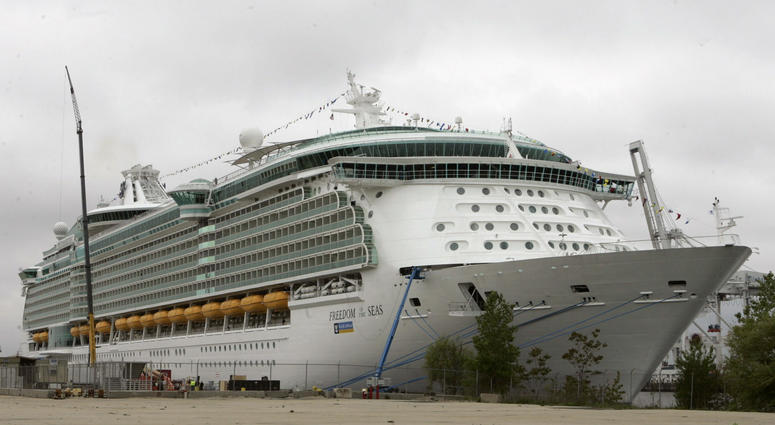 This May 11, 2006 file photo shows the Freedom of the Seas cruise ship docked in Bayonne, N.J. Freedom of the Seas cruise ship