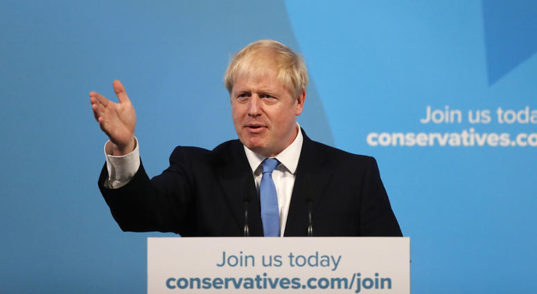 Boris Johnson gestures as he speaks after being announced as the new leader of the Conservative Party in London, Tuesday, July 23, 2019. Boris Johnson gestures as he speaks after being announced as the new leader of the Conservative Party in London, Tuesday, July 23, 2019.