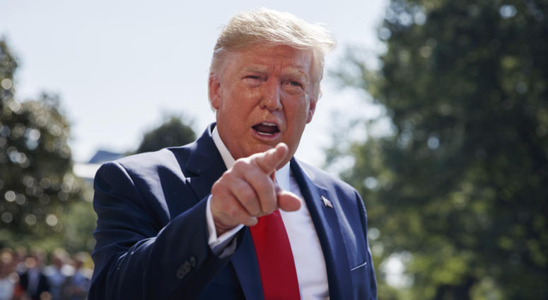 In this Aug. 9, 2019, photo, President Donald Trump talks to reporters on the South Lawn of the White House in Washington. Trump is showcasing the growing effort to capitalize on western Pennsylvania’s natural gas deposits by turning gas into plastics. In this Aug. 9, 2019, photo, President Donald Trump talks to reporters on the South Lawn of the White House in Washington. Trump is showcasing the growing effort to capitalize on western Pennsylvania’s natural gas deposits by turning gas into plastics.