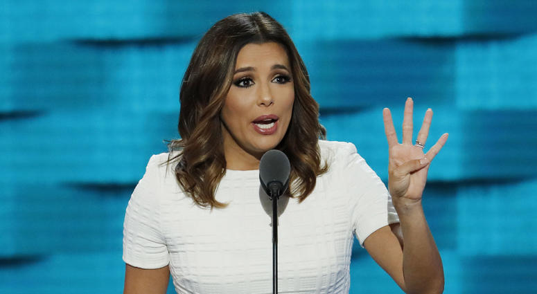 In this July 25, 2016, file photo, actress Eva Longoria speaks during the first day of the Democratic National Convention in Philadelphia. In this July 25, 2016, file photo, actress Eva Longoria speaks during the first day of the Democratic National Convention in Philadelphia.
