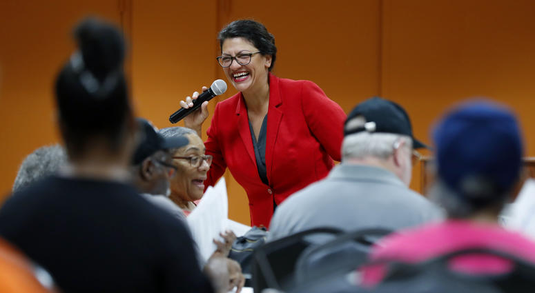 U.S. Rep. Rashida Tlaib, D-Mich., speaks to constituents in Wixom, Mich., Thursday, Aug. 15, 2019. U.S. Rep. Rashida Tlaib, D-Mich., speaks to constituents in Wixom, Mich., Thursday, Aug. 15, 2019.