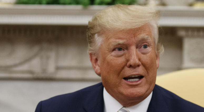 President Donald Trump speaks during a meeting with Romanian President Klaus Iohannis in the Oval Office of the White House, Tuesday, Aug. 20, 2019, in Washington. President Donald Trump speaks during a meeting with Romanian President Klaus Iohannis in the Oval Office of the White House, Tuesday, Aug. 20, 2019, in Washington.