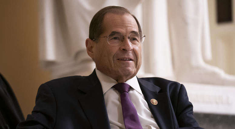 In this July 26, 2019, file photo, House Judiciary Committee Chairman Jerrold Nadler, D-N.Y., prepares for a television news interview at the Capitol in Washington. In this July 26, 2019, file photo, House Judiciary Committee Chairman Jerrold Nadler, D-N.Y., prepares for a television news interview at the Capitol in Washington.