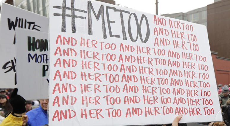 A demonstrator carries a sign with the popular Twitter hashtag #MeToo used by people speaking out against sexual harassment as she takes part in a Women's March in Seattle. A demonstrator carries a sign with the popular Twitter hashtag #MeToo used by people speaking out against sexual harassment as she takes part in a Women's March in Seattle.