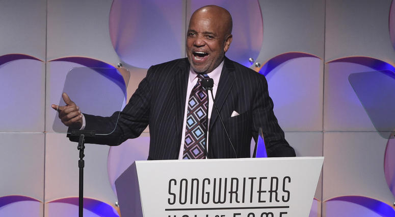 In this June 15, 2017, file photo, music mogul Berry Gordy accepts his award at the 48th Annual Songwriters Hall of Fame Induction and Awards Gala at the New York Marriott Marquis Hotel, in New York. Music mogul Berry Gordy accepts his award at the 48th Annual Songwriters Hall of Fame Induction and Awards Gala at the New York Marriott Marquis Hotel, in New York.