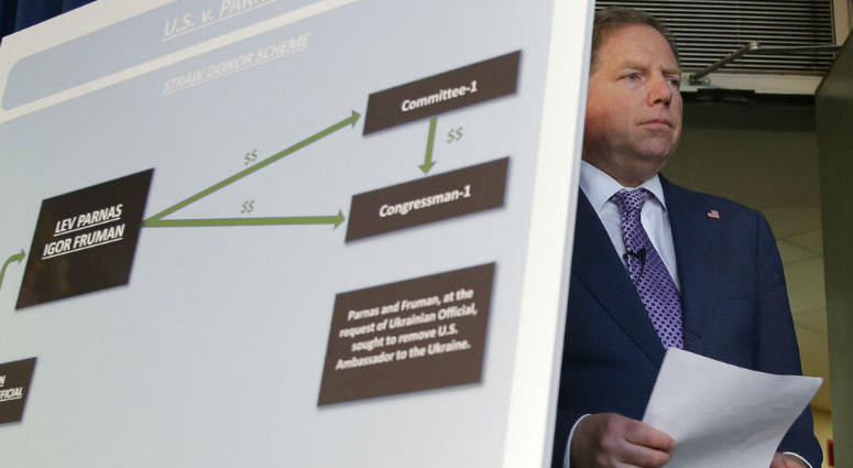 U.S. Attorney for the Southern District of New York Geoffrey Berman arrives for a news conference in New York, Thursday, Oct. 10, 2019. U.S. Attorney for the Southern District of New York Geoffrey Berman arrives for a news conference in New York.
