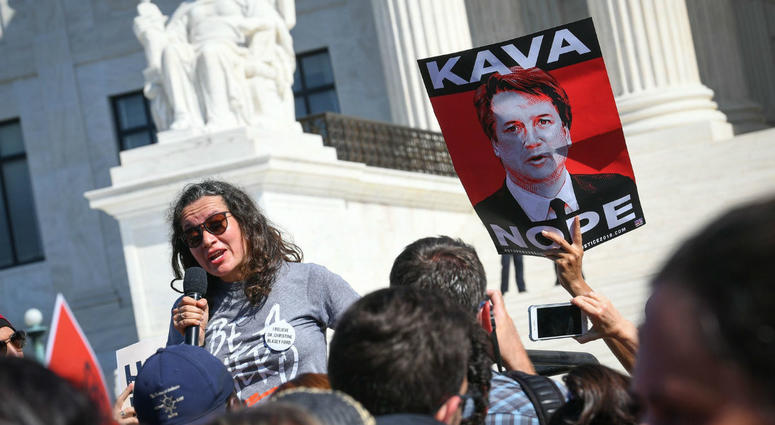 Ana Maria Archila, one of the two women who confronted Arizona Sen. Jeff Flake, speaks at the protest against Brett Kavanaugh in front of the United States Supreme Court, Thursday, Oct. 4, 2018. Ana Maria Archila, one of the two women who confronted Arizona Sen. Jeff Flake, speaks at the protest against Brett Kavanaugh in front of the United States Supreme Court, Thursday, Oct. 4, 2018.