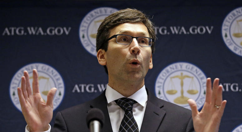 In this Nov. 28, 2017, file photo, Washington state Attorney General Bob Ferguson speaks at a news conference in Seattle. Washington state Attorney General Bob Ferguson